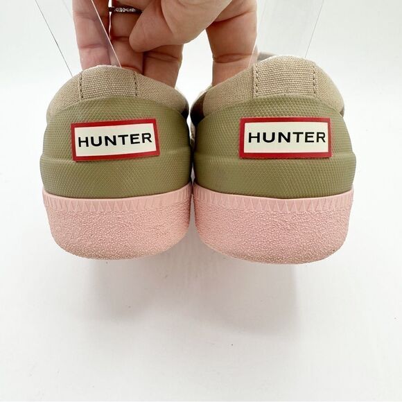 Hunter Canvas Plimsoll Desert Camo Slip-On Sneakers Pink Sole Women Sz 6 - Picture 7 of 14